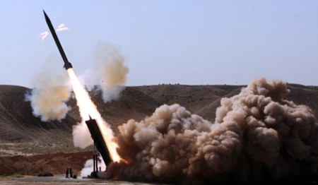 Iran's Revolutionary Guards carry a missile test out