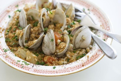 Food Healthy Barley With Clam Sauce