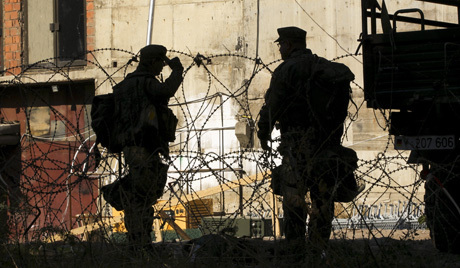 NATO Peacekeepers in ethnically divided town of Mitrovica