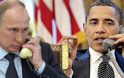 Владимир Путин и Барак Обама телефоном Владимир Путин и Барак Обама телефоном
