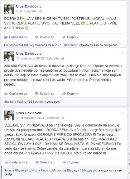 Б92 укинуо емисију „Добра земља“ Урошa Давидовићa Б92 укинуо емисију „Добра земља“ Урошa Давидовићa