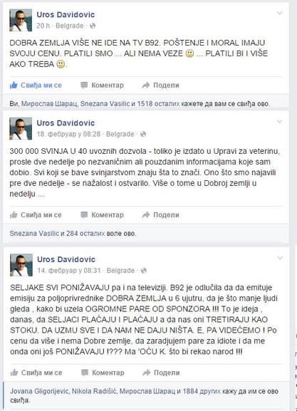 Б92 укинуо емисију „Добра земља“ Урошa Давидовићa